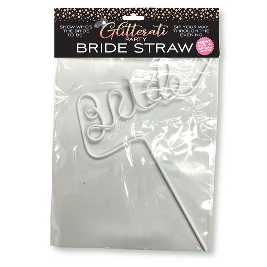 Little Genie Glitterati Party Bride Twisty Straw – White