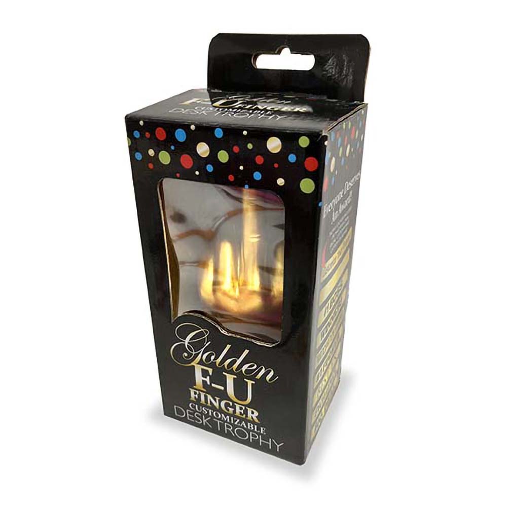 Little Genie Golden F-U Finger Trophy – Customizable Award – 6 Inch – Gold