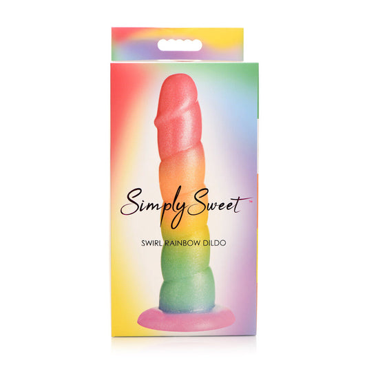 Simply Sweet Swirl 6.5 in. Silicone Dildo with Suction Cup – Rainbow