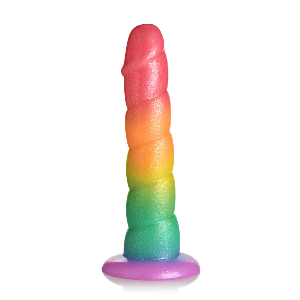 Simply Sweet Swirl 6.5 in. Silicone Dildo with Suction Cup – Rainbow