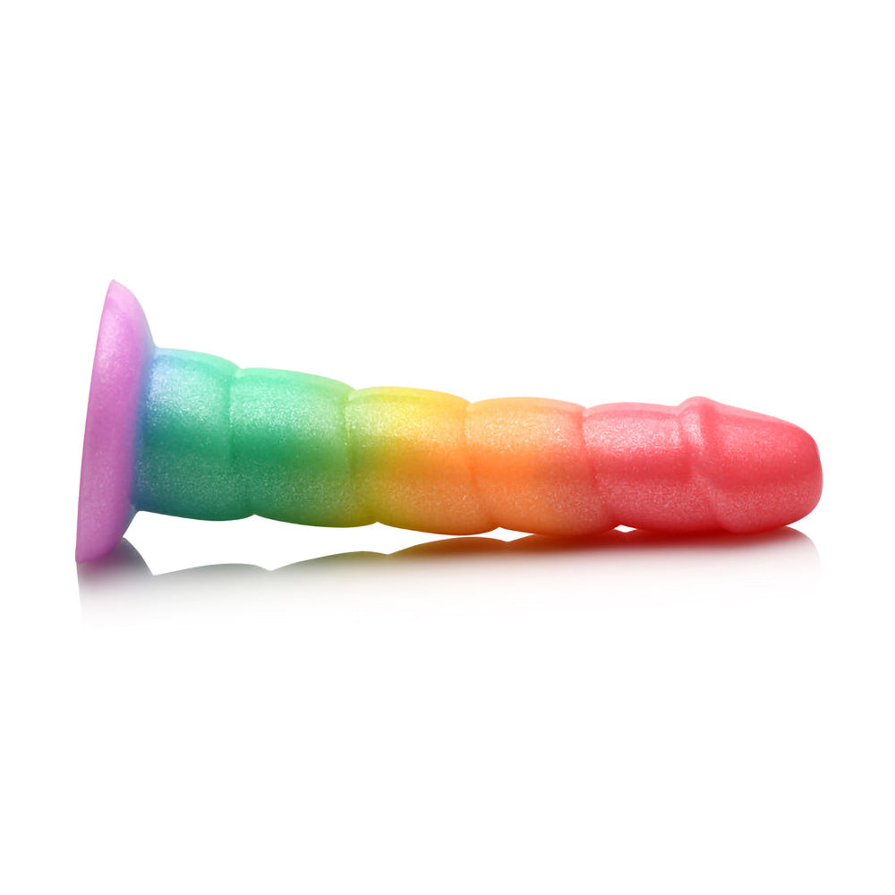 Simply Sweet Swirl 6.5 in. Silicone Dildo with Suction Cup – Rainbow