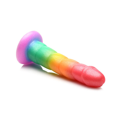 Simply Sweet Swirl 6.5 in. Silicone Dildo with Suction Cup – Rainbow