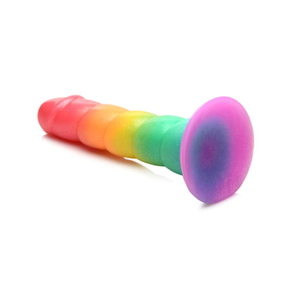Simply Sweet Swirl 6.5 in. Silicone Dildo with Suction Cup – Rainbow