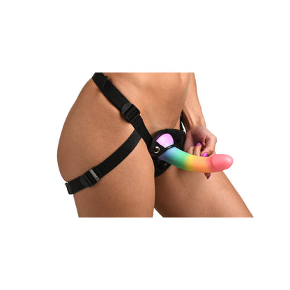 Simply Sweet Swirl 6.5 in. Silicone Dildo with Suction Cup – Rainbow