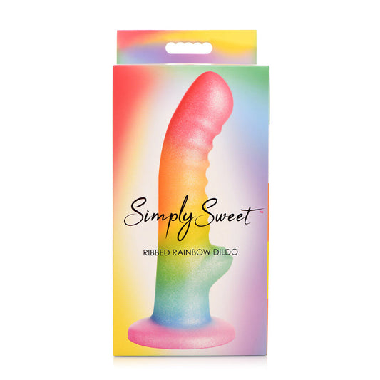 Curve Novelties Simply Sweet Ribbed Silicone Dildo – Rainbow