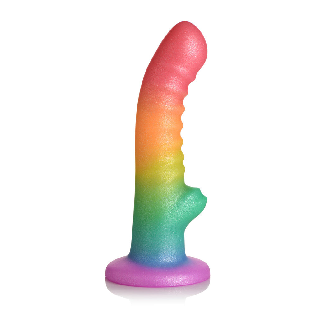 Curve Novelties Simply Sweet Ribbed Silicone Dildo – Rainbow