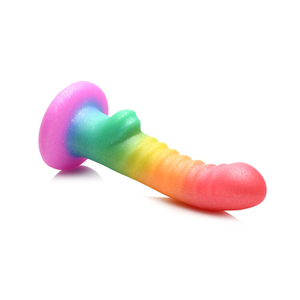 Curve Novelties Simply Sweet Ribbed Silicone Dildo – Rainbow
