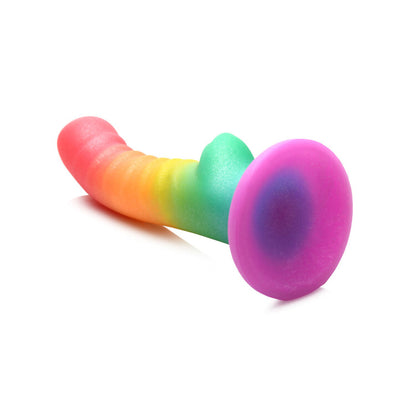 Curve Novelties Simply Sweet Ribbed Silicone Dildo – Rainbow