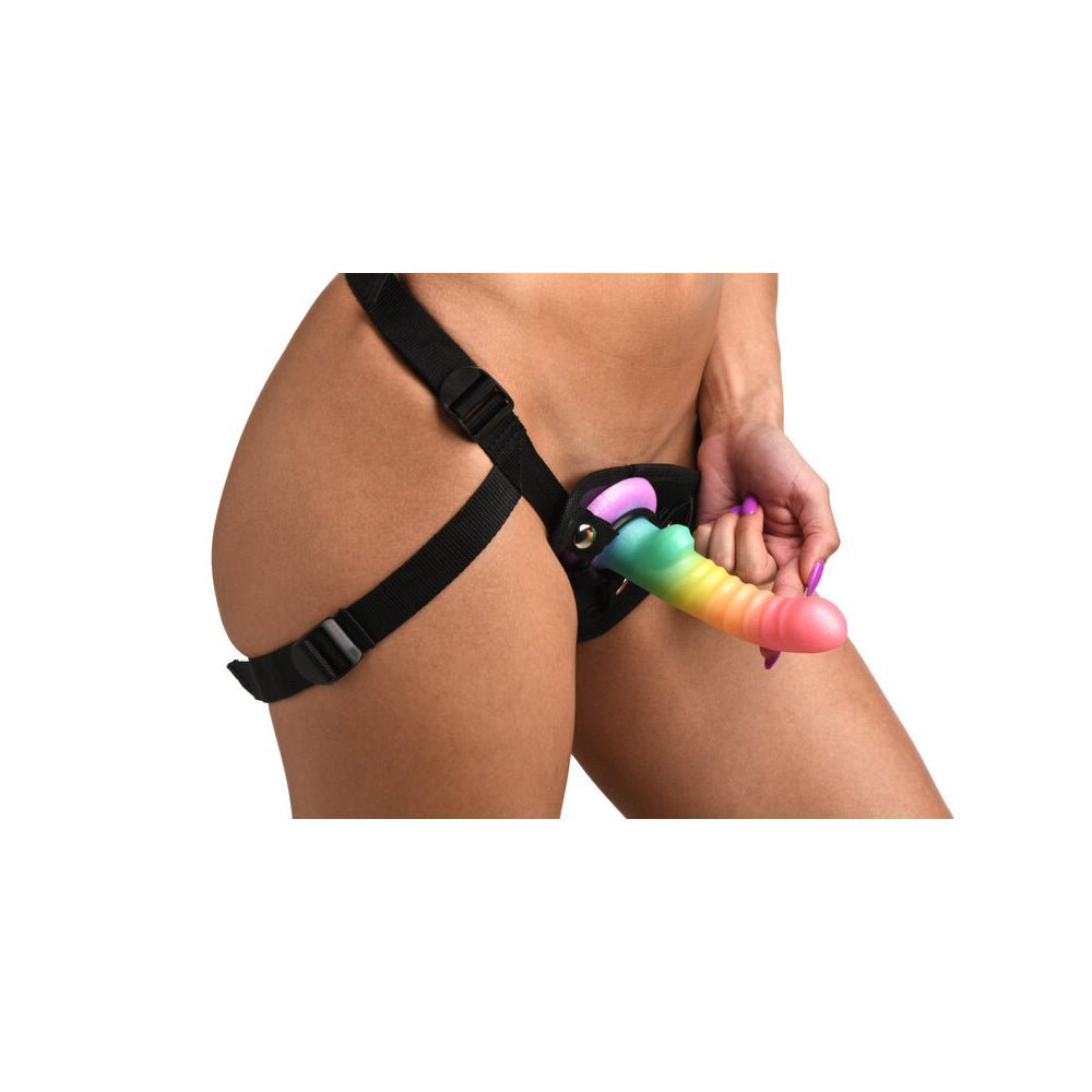 Curve Novelties Simply Sweet Ribbed Silicone Dildo – Rainbow