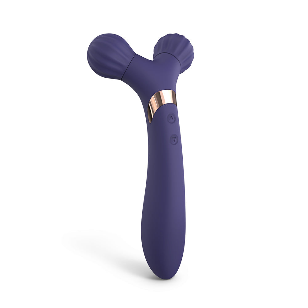 Love to Love Fireball Rechargeable Dual Ended Silicone Body Massager & Vibrator - Midnight Indigo