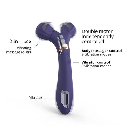 Love to Love Fireball Rechargeable Dual Ended Silicone Body Massager & Vibrator - Midnight Indigo