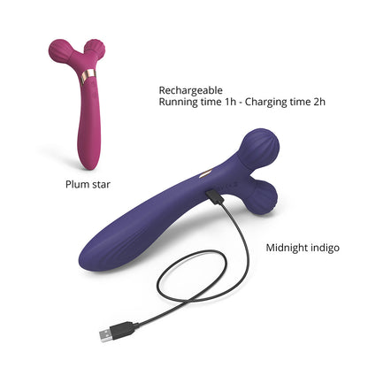 Love to Love Fireball Rechargeable Dual Ended Silicone Body Massager & Vibrator - Midnight Indigo