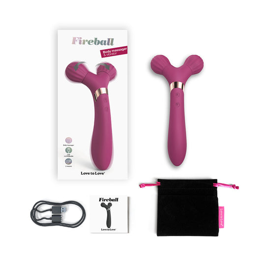 Love to Love Fireball Rechargeable Dual Ended Silicone Body Massager & Vibrator - Purple