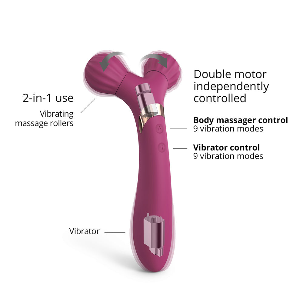 Love to Love Fireball Rechargeable Dual Ended Silicone Body Massager & Vibrator - Purple