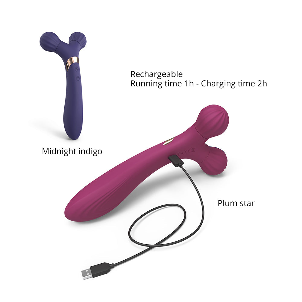 Love to Love Fireball Rechargeable Dual Ended Silicone Body Massager & Vibrator - Purple