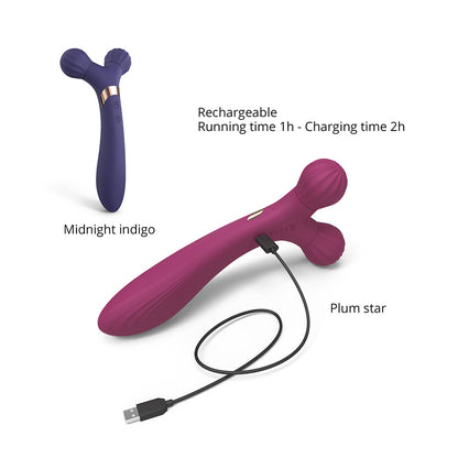Love to Love Fireball Rechargeable Dual Ended Silicone Body Massager & Vibrator - Purple