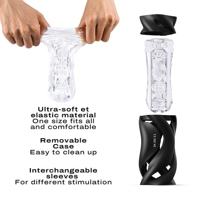 Dorcel Deep Blow Manual Masturbator – Black – Removable Sleeves