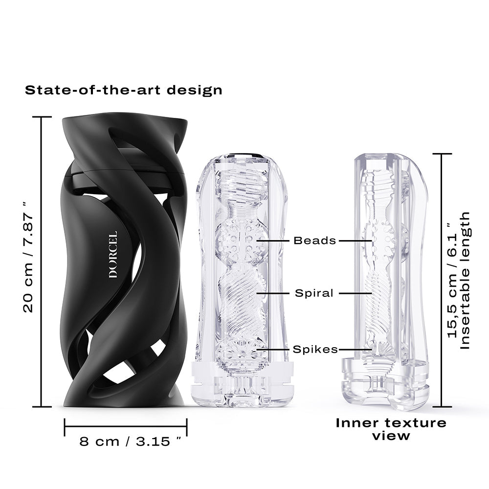 Dorcel Deep Blow Manual Masturbator – Black – Removable Sleeves