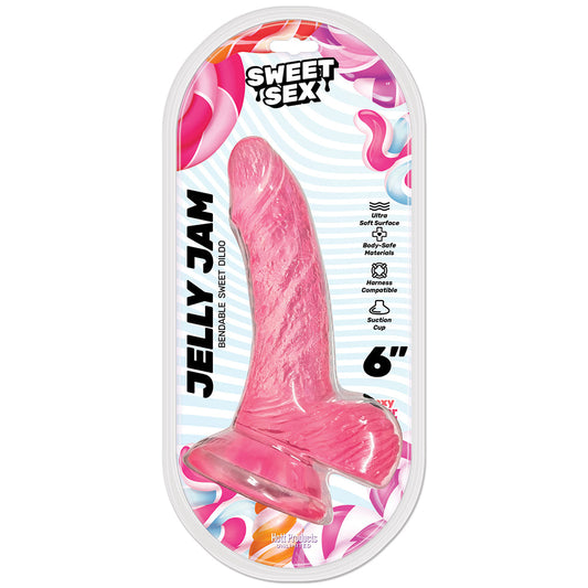 Hott Products Sweet Sex Jelly Jam Bendable 6 in. Jelly Dildo – Pink