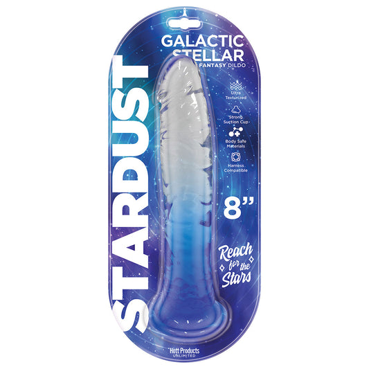 Hott Products Stardust Galactic Stellar Textured Jelly Dildo – Crystal Blue
