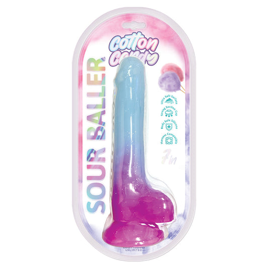 Cotton Candy Sour Baller 7 in. Silicone Dildo – Aqua/Purple