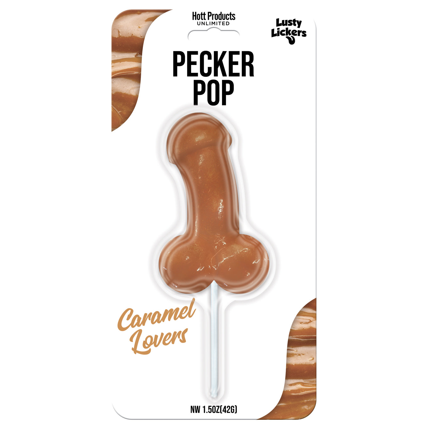 Hott Products Pecker Pop Caramel Lovers Penis-Shaped Hard Candy – Tan