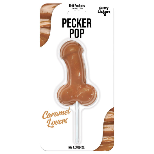 Hott Products Pecker Pop Caramel Lovers Penis-Shaped Hard Candy – Tan