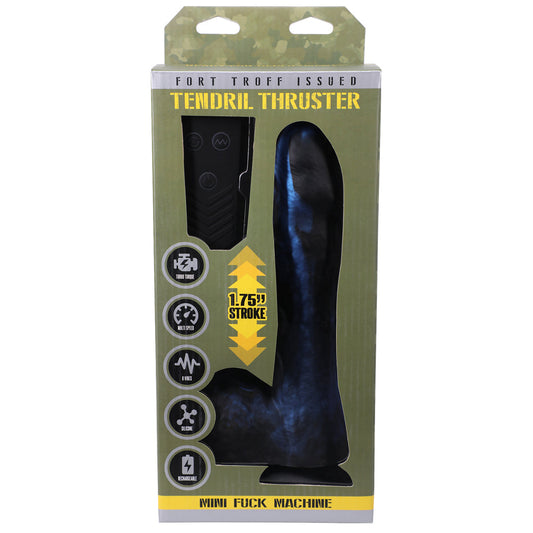Fort Troff Tendril Thruster Mini Fuck Machine – Rechargeable Remote-Controlled Silicone Thrusting Dildo – Blue/Black