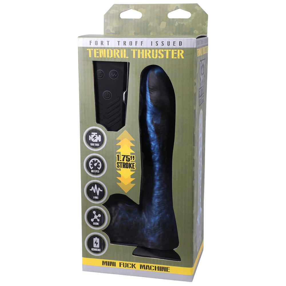 Fort Troff Tendril Thruster Mini Fuck Machine – Rechargeable Remote-Controlled Silicone Thrusting Dildo – Blue/Black
