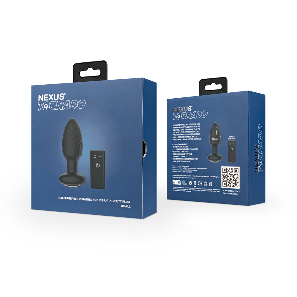 Nexus Tornado Rechargeable Rotating & Vibrating Anal Plug - Black
