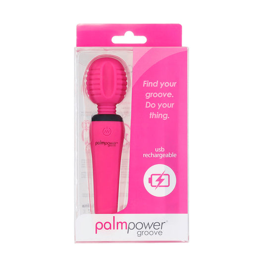 BMS PalmPower Groove Rechargeable Mini Wand Massager with Silicone Head - Fuchsia