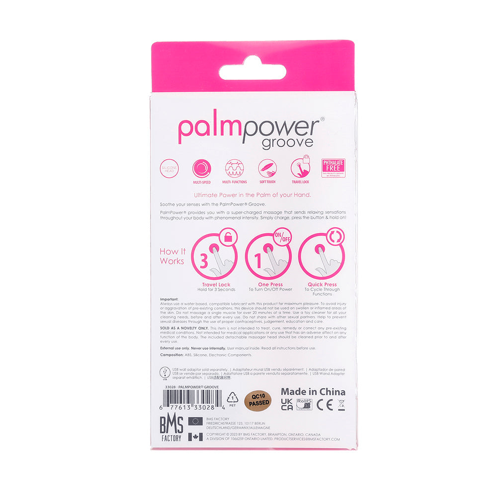BMS PalmPower Groove Rechargeable Mini Wand Massager with Silicone Head - Fuchsia