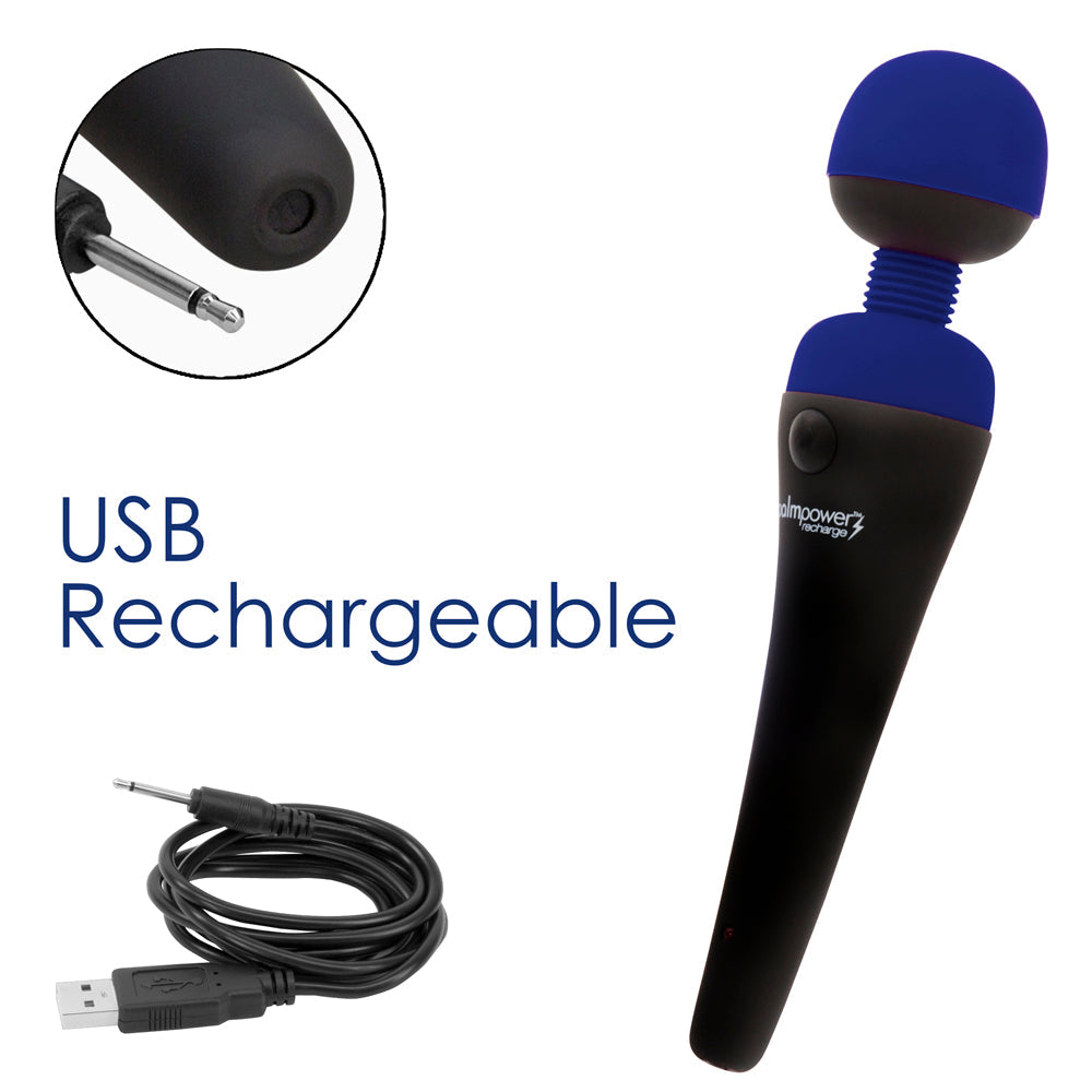 BMS PalmPower Recharge Massager – Cordless, USB Rechargeable, Blue