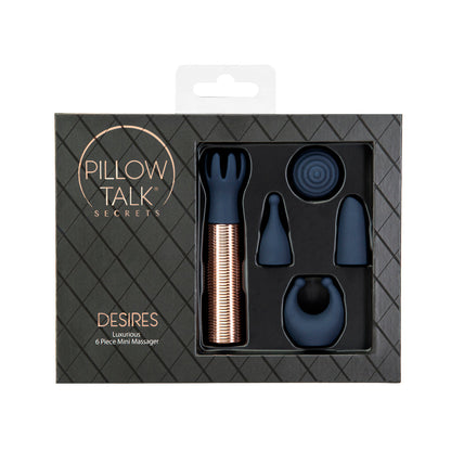Pillow Talk Secrets Desires 6-Piece Silicone Mini Massager Set - Navy