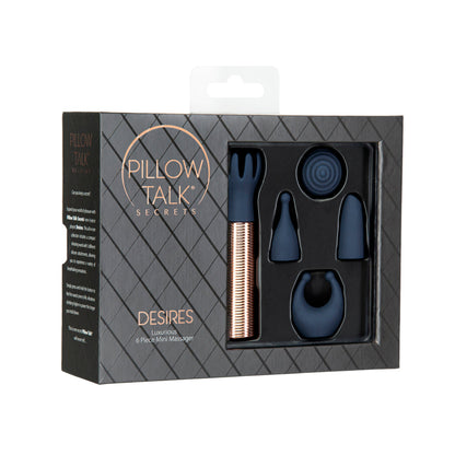 Pillow Talk Secrets Desires 6-Piece Silicone Mini Massager Set - Navy