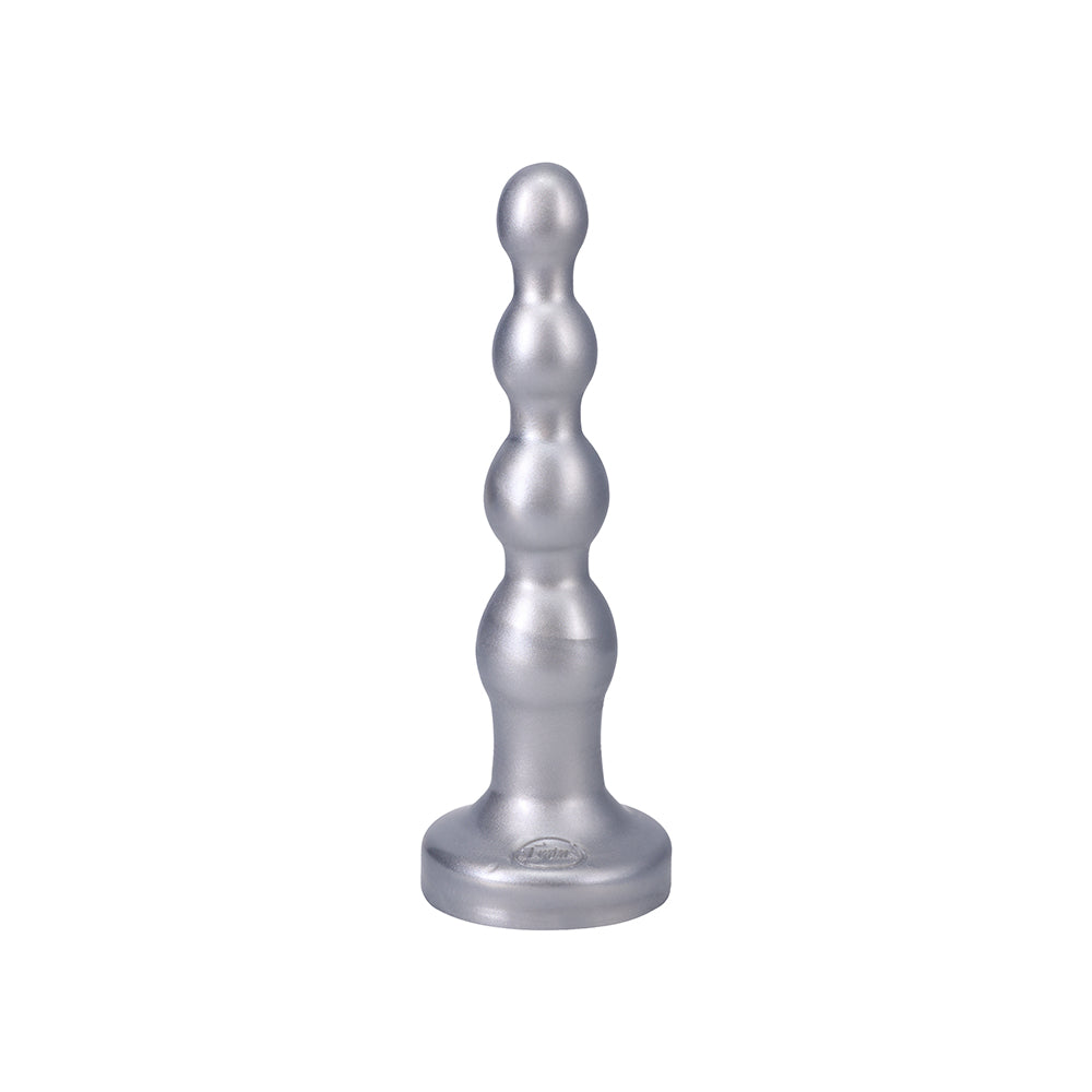 Tantus Ripple Large 8 in. Anal Beads Dildo – Medium-Firm Silver