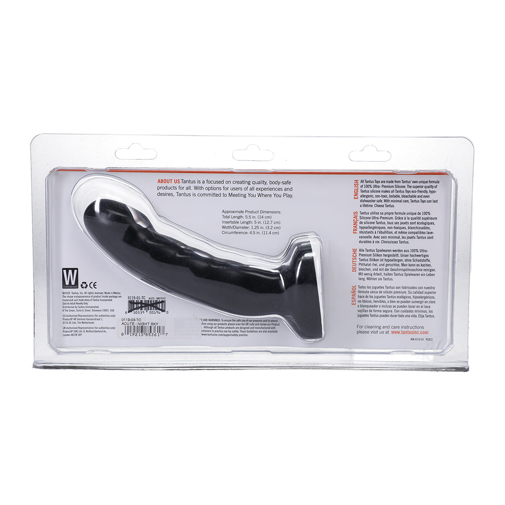 Tantus Acute 5.5 in. Curved Dildo – Medium-Firm – Black