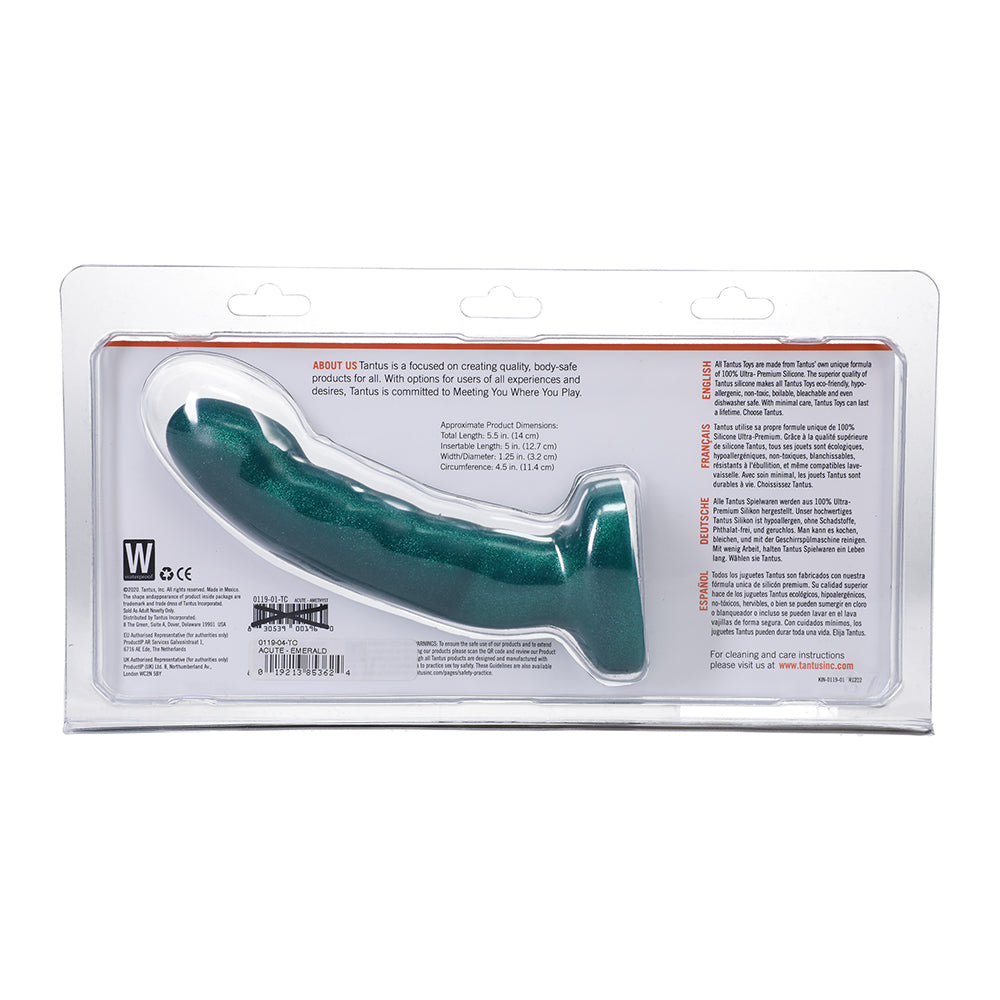 Tantus Acute 5.5 in. Curved Dildo – Medium-Firm – Emerald