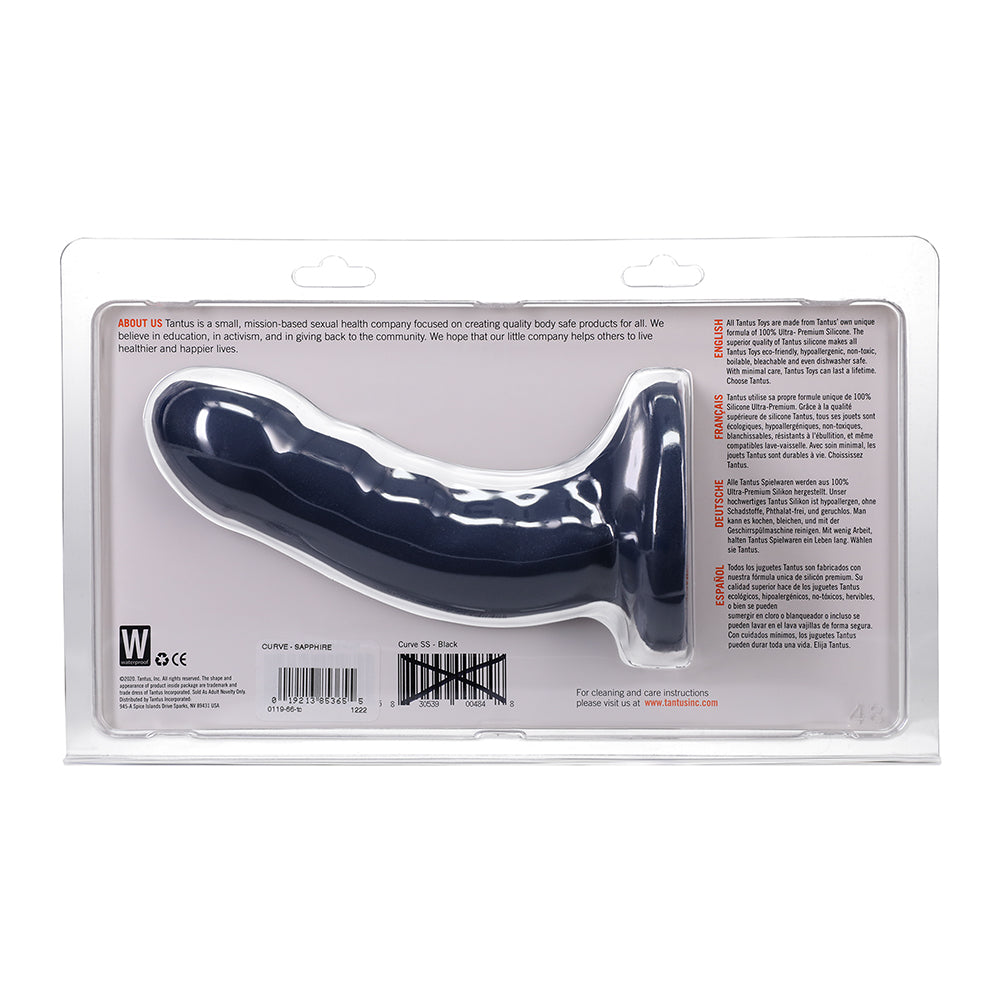 Tantus Curve 6.5 in. Dildo – Medium-Firm Silicone – Sapphire Blue