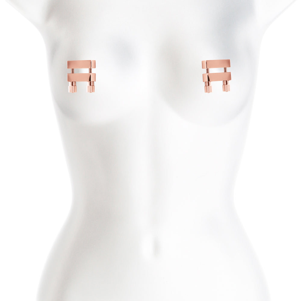 NS Novelties Bound Nipple Clamps V1 – Rose Gold – Silicone Tip