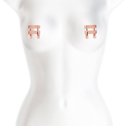 NS Novelties Bound Nipple Clamps V1 – Rose Gold – Silicone Tip