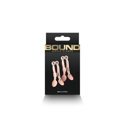 NS Novelties Bound Nipple Clamps C1 – Rose Gold – Nickel-Free Metal with Silicone Tips