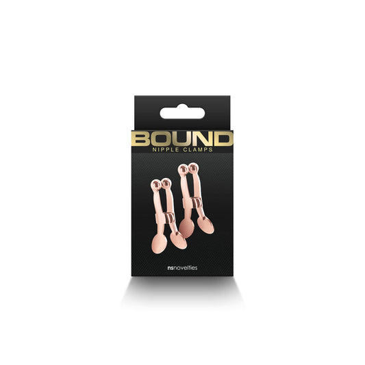 NS Novelties Bound Nipple Clamps C1 – Rose Gold – Nickel-Free Metal with Silicone Tips