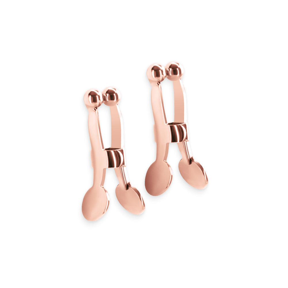 NS Novelties Bound Nipple Clamps C1 – Rose Gold – Nickel-Free Metal with Silicone Tips