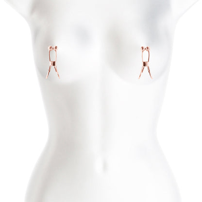 NS Novelties Bound Nipple Clamps C1 – Rose Gold – Nickel-Free Metal with Silicone Tips