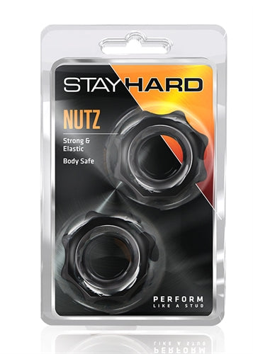 Blush Stay Hard Nutz Cockring – Black – Soft and Stretchy Design