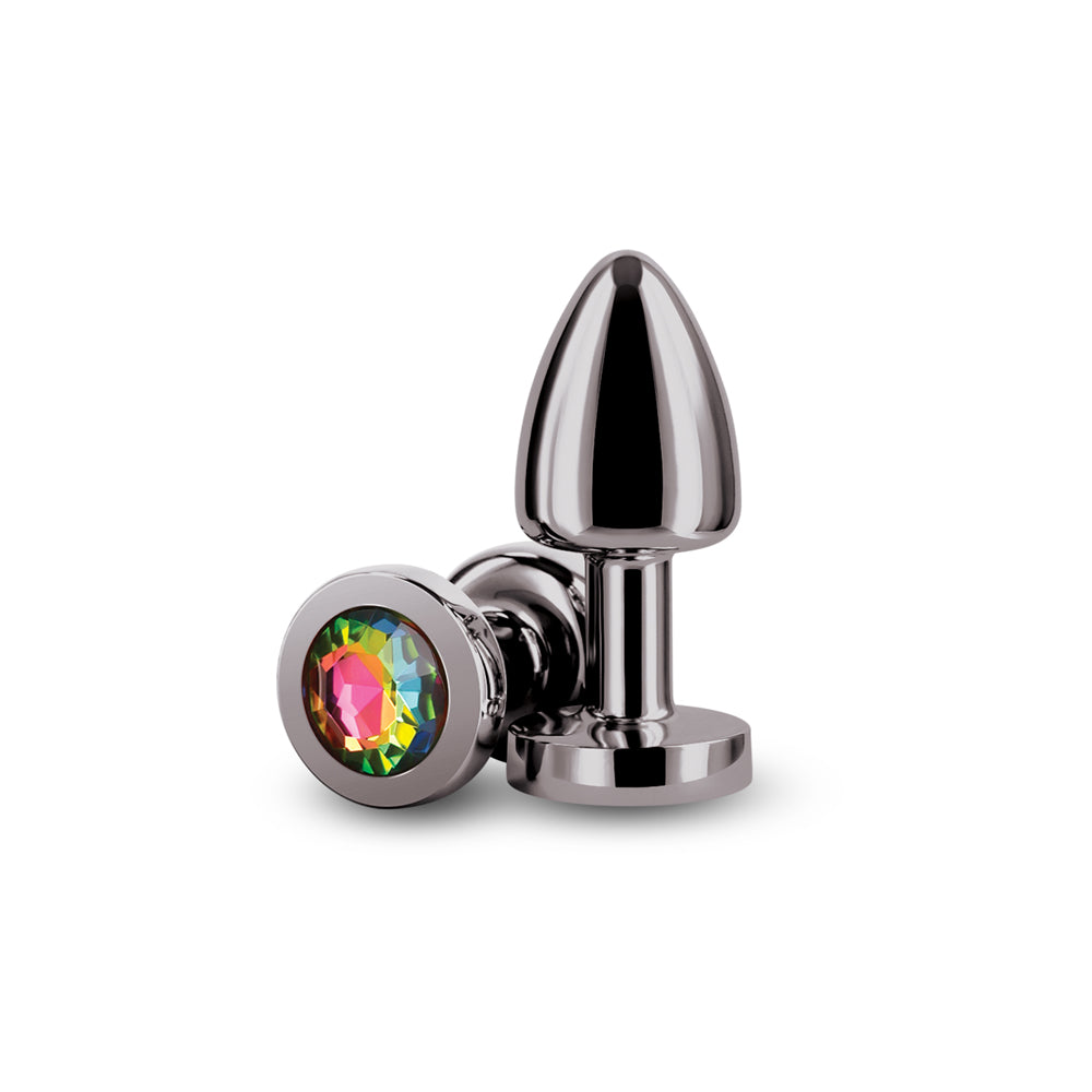 NS Novelties Rear Assets Petite Metal Anal Plug – Gunmetal/Rainbow