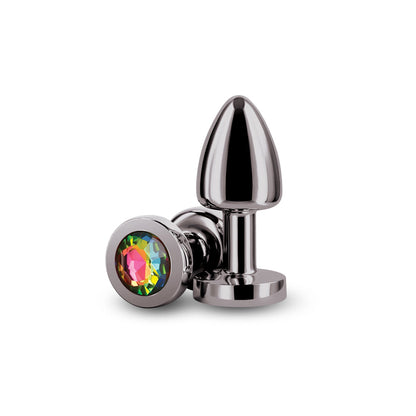 NS Novelties Rear Assets Petite Metal Anal Plug – Gunmetal/Rainbow
