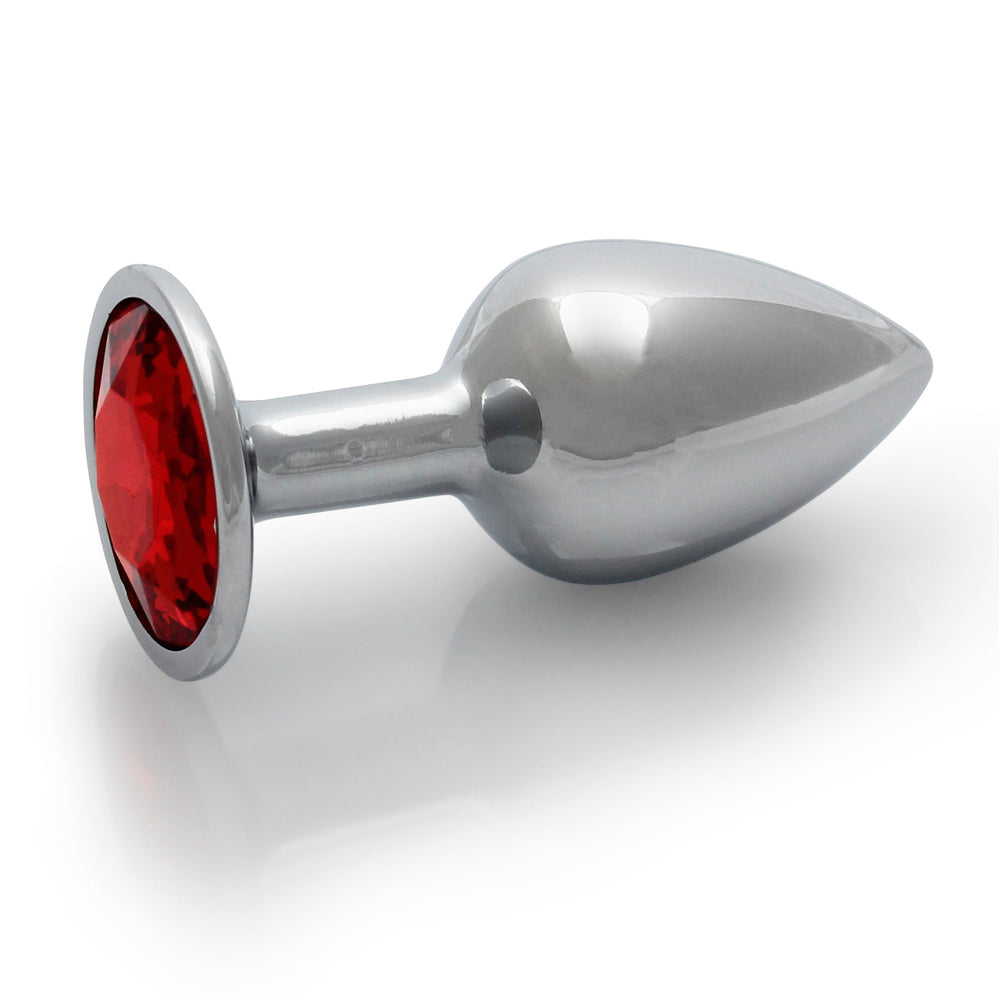 Ouch! Round Gem Butt Plug Small - Silver and Ruby Red