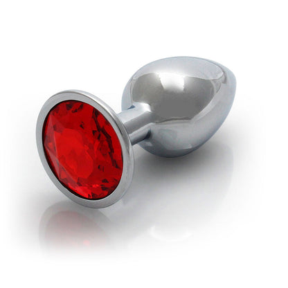 Ouch! Round Gem Butt Plug Small - Silver and Ruby Red